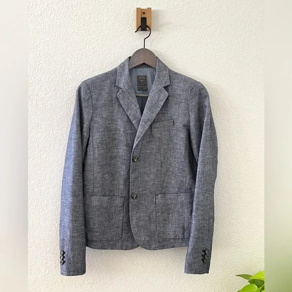 Gap Denim Linen-Cotton Blazer. Size: 4 Color : Denim blue - Picture 3 of 10